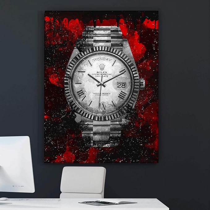Luxury Watch Canvas Print Office Wall Decor Modern Art Pop Culture Decoration Inspiration Clock Timer Prints Framed Arts Walls Furniture (40" x 30")