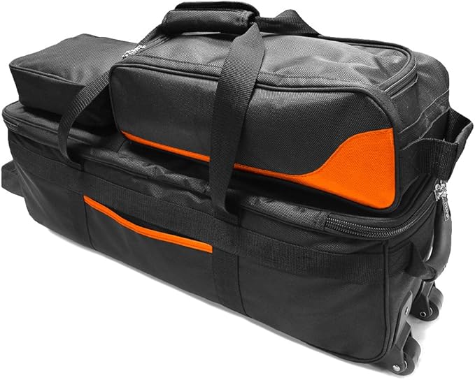 Pyramid Path Triple Tote Roller Plus Bowling Bag with Detachable Shoe Bag (Fits US Mens Size 15), Accessory and Side Pocket, Lightweight Travel Design