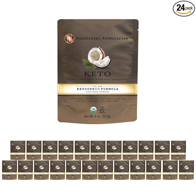 Functional Formularies Ketogenic Meal Replacement Supplement, Add To Your Recipes For Perfectly Balanced Keto Organic Nutrition, 24 Pack