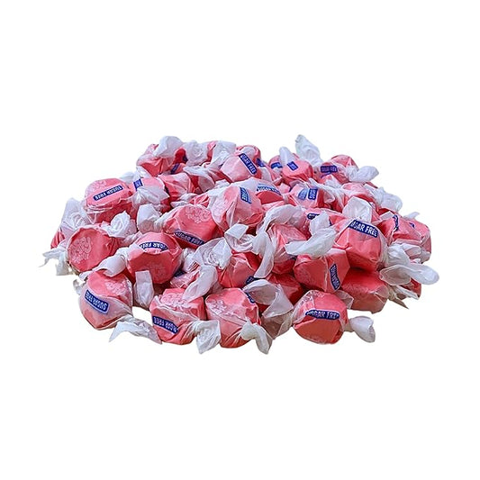 Sugar Free Strawberry Salt Water Taffy - 1lb (16oz) Bulk Bag Individually Wrapped Soft, Chewy, Nut Free, Gluten Free, Diabetic & Keto Friendly Gourmet Candy For Taffy Lovers