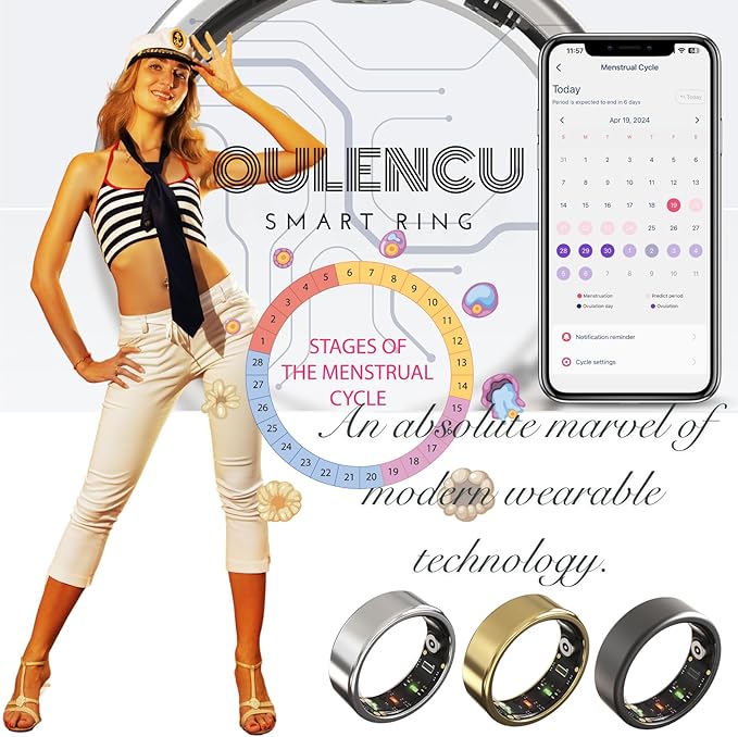 2025 Smart Ring for Women Men, Sleep Tracker Ring, Fitness Smart Ring, Activity Tracker,Sleep Monitor, Stress/Heart Rate/Women's Calories Steps Tracking-No APP Subscription (Silver, #7-54.4mm/2.14")