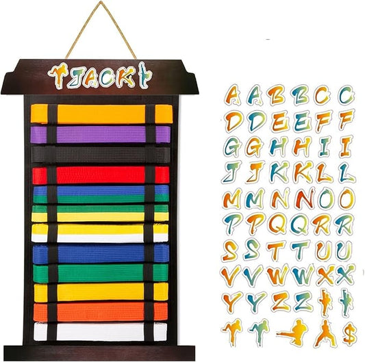 Karate Belt Display Rack - Holds Up to 12 Belts, Taekwondo & BJJ Belt Display Holder for Martial Arts, No Assembly Required, Martial Arts Belt Display for Teenagers & Adults