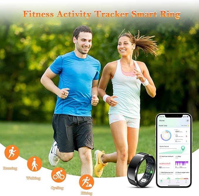 Smart Ring for Women Men-Wearable Fitness Tracker with Sleep Tracking Heart Rate Blood Oxygen Healthy Monitor Ring Activity Monitoring Steps Calories