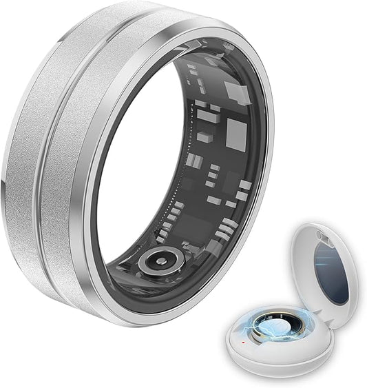 Smart Ring Health Tracker - Fitness Sleep Heart Rate Blood Oxygen Tracker Smart Ring for Men and Women,IP68 Waterproof Level Bluetooth Fitness Tracker Rings - Free APP