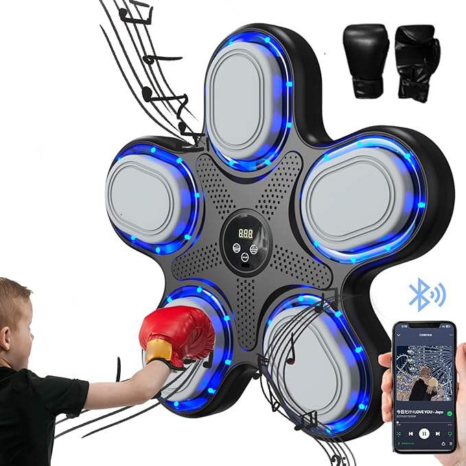 Music Boxing Machine with Boxing Gloves,Trainer, Electronic Boxing Target Workout Punching Equipment for Home, Indoor,Boxing Workout for Kids,Student Boxing Workout