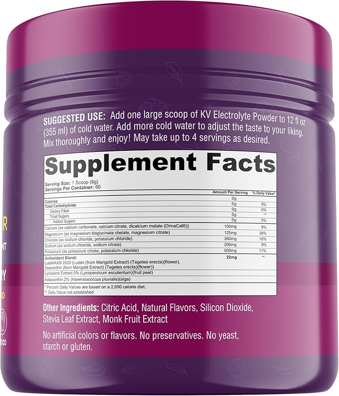 Keto Vitals Antioxidant Electrolytes Powder - Blend Keto Electrolytes with Potassium, Magnesium, Sodium, & Calcium - No Sugar Electrolyte Drink Mix & Hydration Powder, 60 Servings, BlackBerry