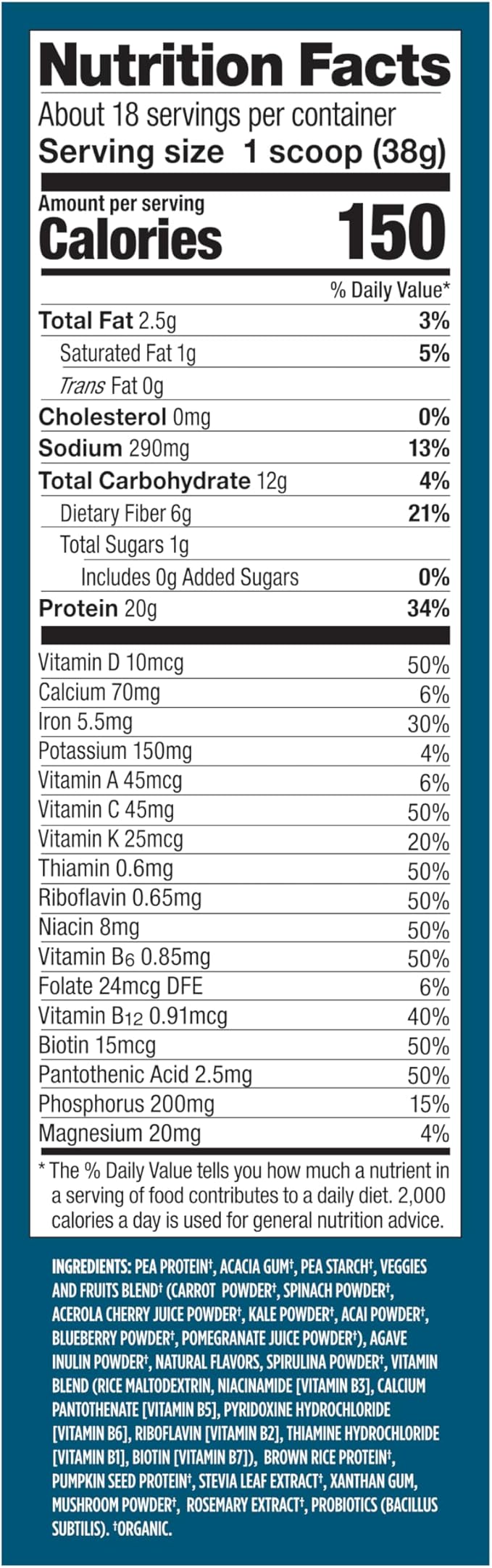 Vega Organic All-in-One Vegan Protein Powder, French Vanilla -Superfood Ingredients, Vitamins for Immunity Support, Keto Friendly, Pea Protein for Women & Men, 1.5 lbs (Pack of 1)