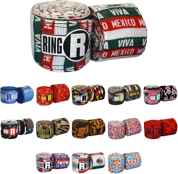 Ringside Apex 180” Boxing Hand Wraps Pair - Durable, Elastic Training Wraps with Hook & Loop Closure, Multi-Color Options, Perfect for MMA, Muay Thai, Kickboxing