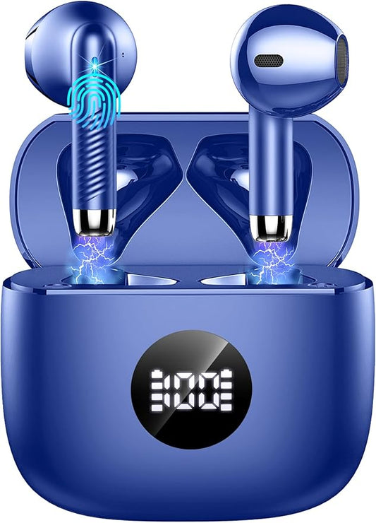 Wireless Earbuds, Bluetooth 5.4 Headphones LED Power Display Ear Buds Bass Stereo, Bluetooth Earbuds in-Ear Noise Cancelling Mic, 40H Playback Mini Case IP7 Waterproof Sports Earphones for Android iOS