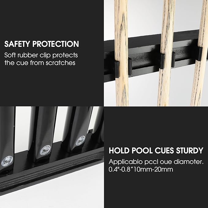 Pool Stick Holder - Wall Mounted with 6/8 Stick Capacity