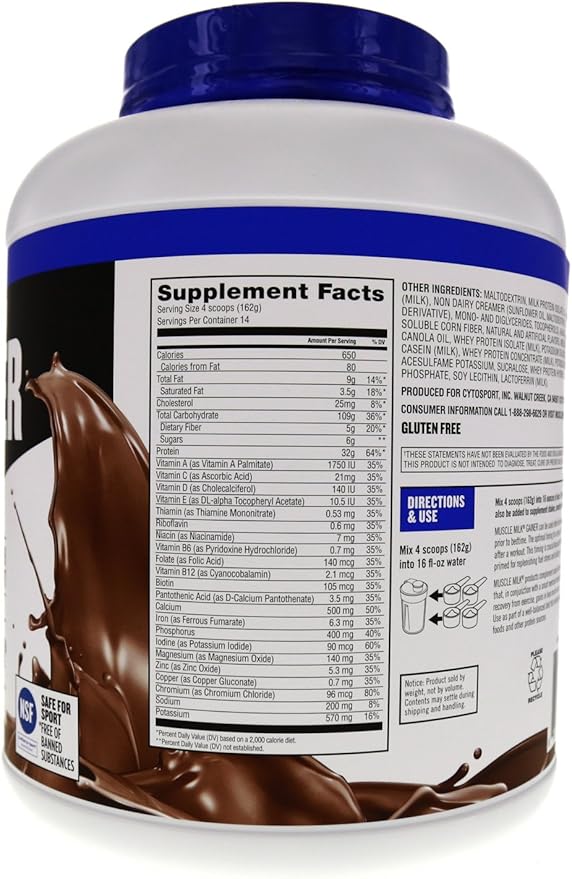Muscle Milk Gainer Protein Powder, Chocolate, 32g Protein, 5 Pound