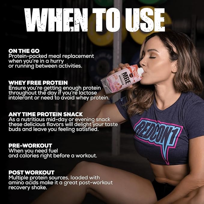 REDCON1 MRE Ready to Drink Protein Shakes, Strawberry Shortcake - Protein Drinks with Whole Food Sources - Sugar Free RTD Shake Formulated to Fuel Athletes at Any Time (12 Pack)