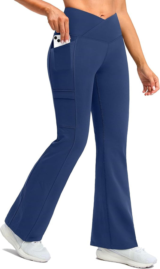 G Gradual Women's Fleece Lined Pants Water Resistant Winter Thermal Flare Leggings Hiking Snow Pants for Women 4 Pockets