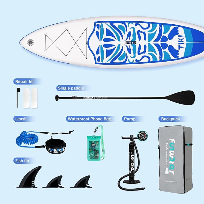 FunWater Inflatable Ultra-Light Stand Up Paddle Board for All Skill Levels with Premium SUP Paddleboard Accessories,Non-Slip Comfort Deck for Youth & Adults