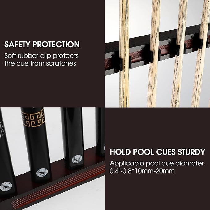 Pool Stick Holder - Wall Mounted with 6/8 Stick Capacity