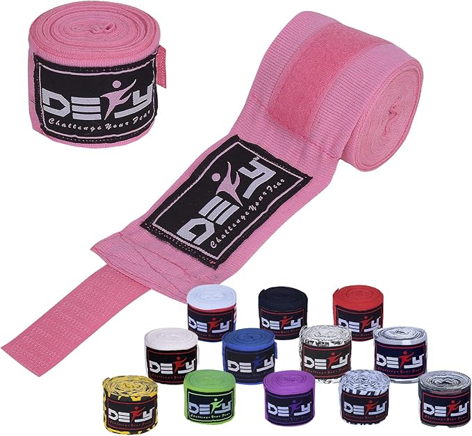 DEFY Professional 180 Inch Hand Wraps for Boxing Muay Thai MMA Elastic Bandages for Men & Women -Pair