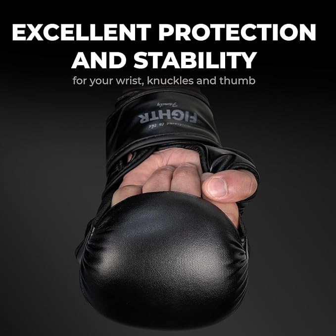 FIGHTR® MMA Sparring Gloves with Best fit for Maximum Stability | with Extra Thick Padding | for Sparring, MMA, Boxing, Kickboxing & Martial Arts | incl. Carrying Bag