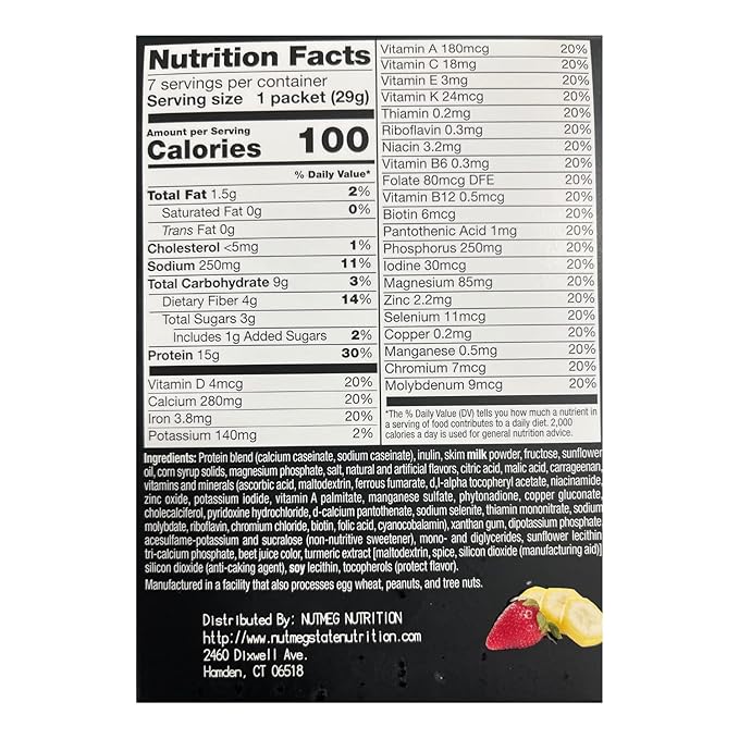 PROTIFIT - High Protein Pudding/Shake Mix, 15g Protein, Low Calorie, Low Fat, Low Carb, Aspartame Free, Idea Protein Compatible, Meal Replacement, 7 Servings Per Box (Strawberry Banana)