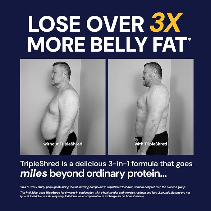 Novex Biotech TripleShred Protein - Pre-Stacked Protein - Increase Energy and Focus - Build Muscle - Chocolate Fudge, 20 svgs