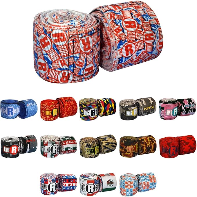 Ringside Apex 180” Boxing Hand Wraps Pair - Durable, Elastic Training Wraps with Hook & Loop Closure, Multi-Color Options, Perfect for MMA, Muay Thai, Kickboxing
