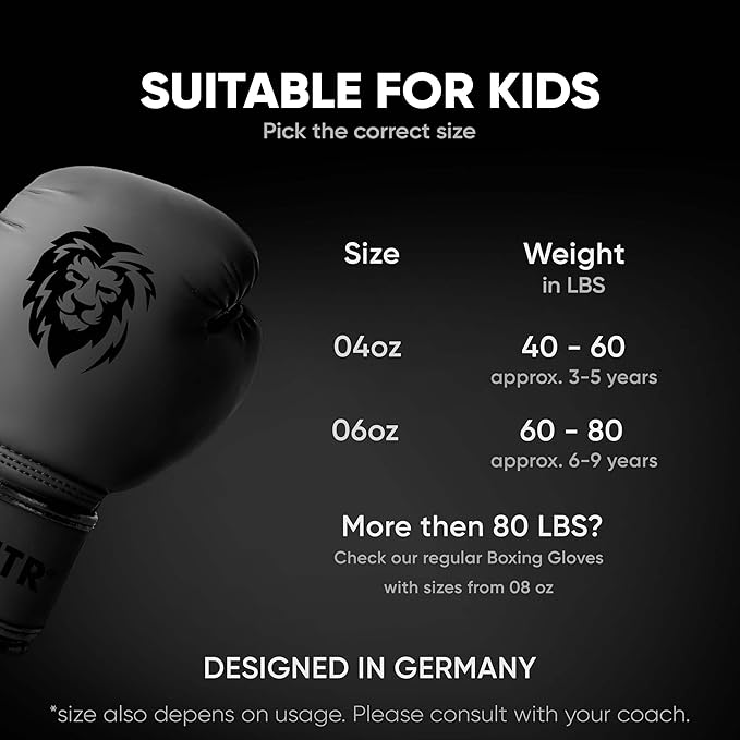 FIGHTR® Kids Boxing Gloves and More Stability | Junior Boys and Girls | Boxing, MMA, Muay Thai, Kickboxing & Martial Arts 04 06 oz | incl. Carry Bag