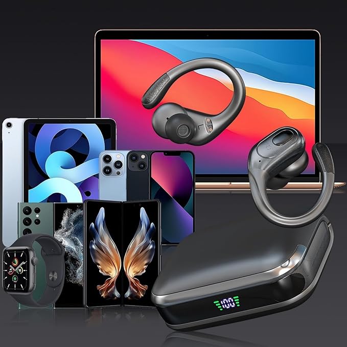 Wireless Earbuds Bluetooth 5.4 Headphones, Noise Canceling Ear Buds with 75hr Playtime, LED Power Display, IPX7 Waterproof Earphones Over-Ear Earphones for Sports/Workouts