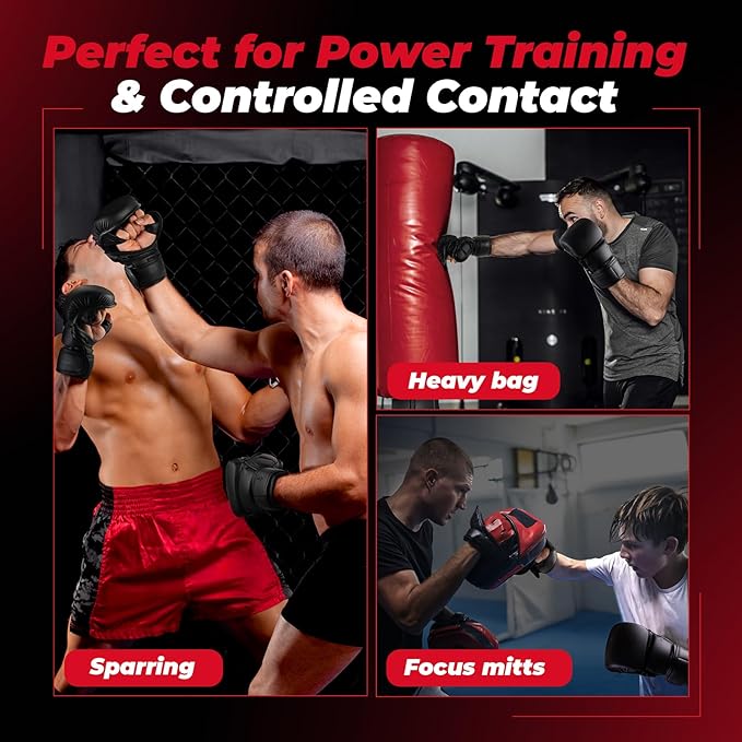 LIBERLUPUS MMA Gloves for Men & Women – Hybrid & Open Palm Designs for Sparring, Training, Kickboxing, Muay Thai, and Grappling – Knuckle Protection & Wrist Support for Flexibility and Control