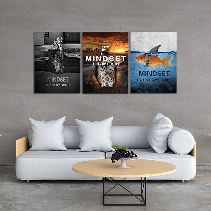 Success Wall Painting Inspirational Art Office Decor Motivational Canvas Black Poster Positive Framed Artwork Prints Picture for Living Room [36'W x 16'H]