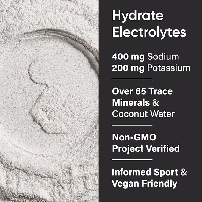 Sports Research® Hydrate Electrolytes Powder - Sugar-Free & Naturally Flavored with Vitamins, Minerals, and Coconut Water - Supports Hydration - Lemon Lime - 90 Servings