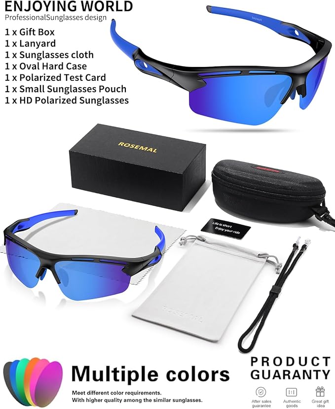 Polarized Sports Sunglasses for Men Women,UV400 Protection Sunglass for Running Cycling Fishing Hiking TR90