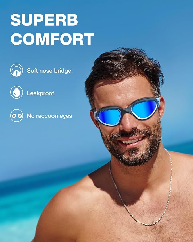 ZIONOR Swim Goggles, G1 MAX Polarized Anti-Fog Swimming Goggles for Men Women