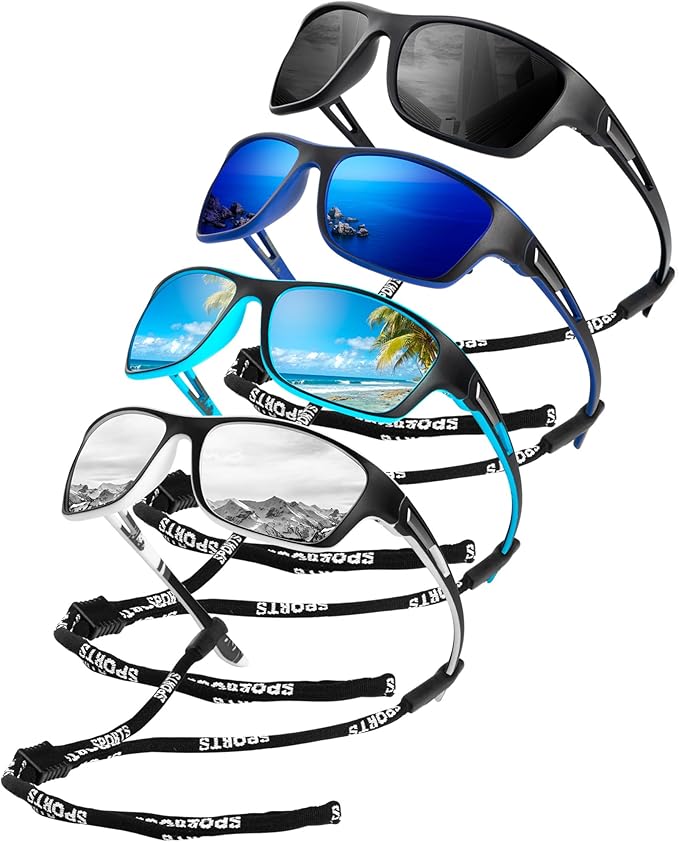 KALIYADI Polarized Sunglasses for Men, Sports Sun Glasses for Driving Cycling Fishing with UV protection