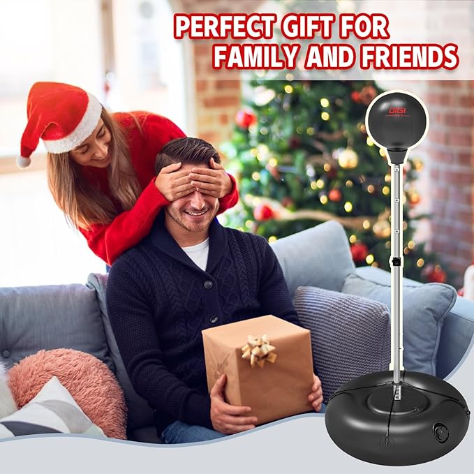 Punching Bag with Stand for Adults and Teens, Height Adjustable, Speed Bags for Boxing with Hand Pump and 4 Elastic Cords, Boxing Punching Bag for Training, Stress Relief and Fitness