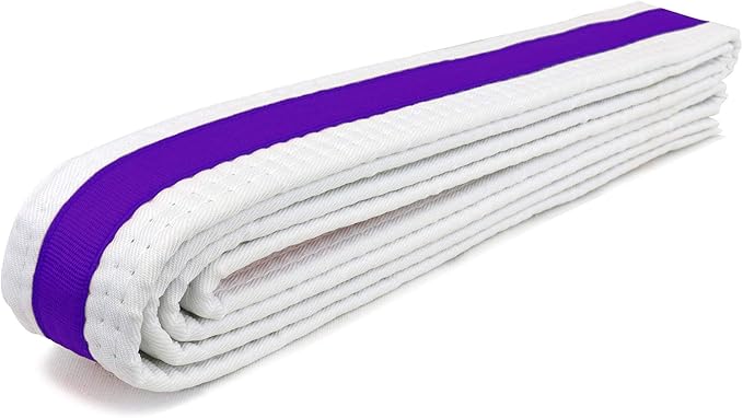 AAMA Martial Arts Belt White Belt with Mixed Color Stripe for Martial Arts - Taekwondo Karate Judo