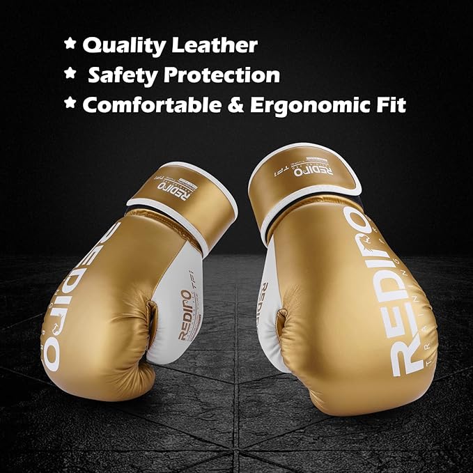 Boxing Gloves for Men & Women, Premium Leather Sparring Heavy Bag Training Gloves, Pro Punching Bag Gloves for Muay Thai, Kickboxing, MMA