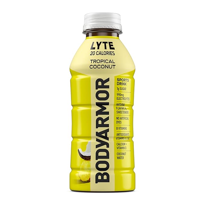BODYARMOR LYTE Sports Drink Low-Calorie Sports Beverage, Tropical Coconut, Coconut Water Hydration, Natural Flavors With Vitamins, Potassium-Packed Electrolytes, Perfect For Athletes, 16 Fl Oz (Pack of 12)