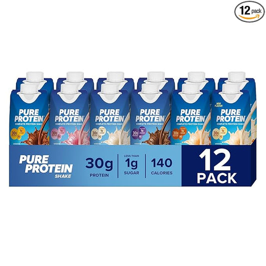 Pure Protein Protein Shake, 30g Complete Protein, Ready to Drink and Keto-Friendly, Vitamins A, C, D, and E plus Zinc to Support Immune Health, 11oz Bottles, 12 Pack, Variety Pack