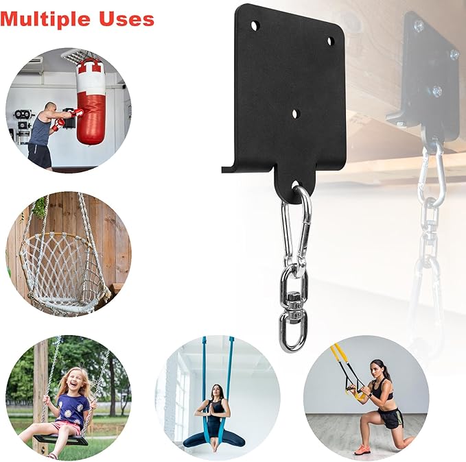 Heavy Punching Boxing Bag Hanger - Heavy Duty Bag Hanger Bracket,360° Rotation Wall Ceiling Mount Wood Beam Hook for Boxing Muay Thai Training,Aerial Yoga Swing & Hammock