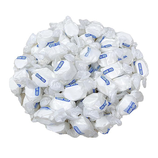 Sugar Free Vanilla Salt Water Taffy - 1lb (16oz) Bulk Bag Individually Wrapped Soft & Chewy Nut Free, Gluten Free, Diabetic & Keto Friendly Gourmet Candy For Taffy Lovers