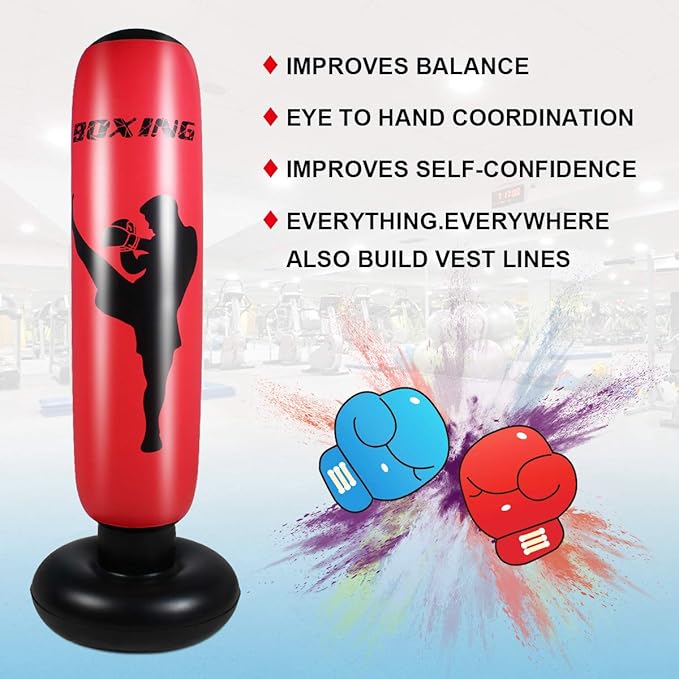 Punching Bag for Kids, Free Standing Boxing Bag for Bounce Back Focus Punching Bag for Practicing Karate, Taekwondo, De-Stress Boxing Bag for Kids.