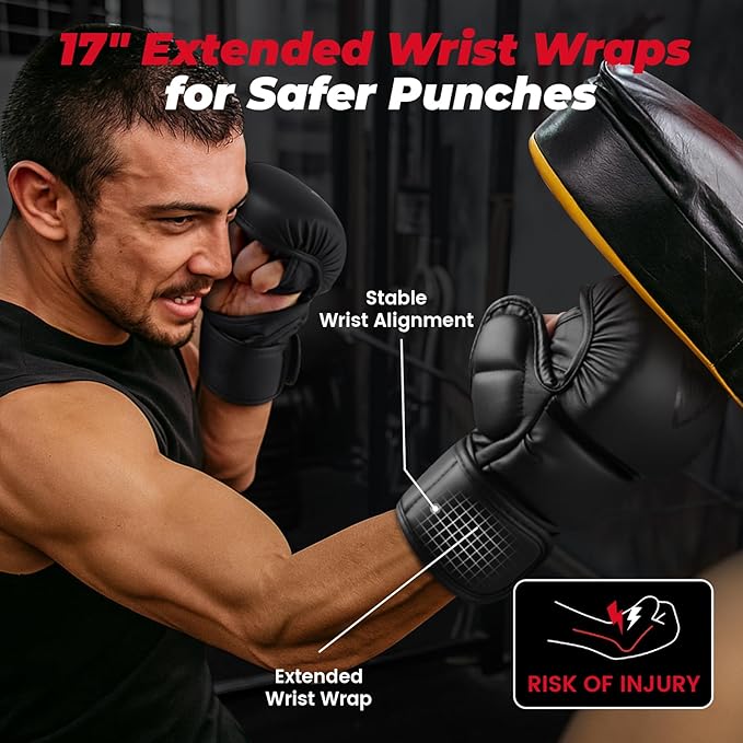 LIBERLUPUS MMA Gloves for Men & Women – Hybrid & Open Palm Designs for Sparring, Training, Kickboxing, Muay Thai, and Grappling – Knuckle Protection & Wrist Support for Flexibility and Control