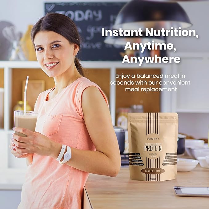 UpNourish Vanilla Cookie Vegan Protein Powder 54 Superfoods Powder,1.5 Billion CFU Probiotics 21g Plant Based Protein,No Sugar No Dairy No GMO Dairy Free,Meal Replacement Shake Keto-Friendly Low-Carb Diet,15 Servings