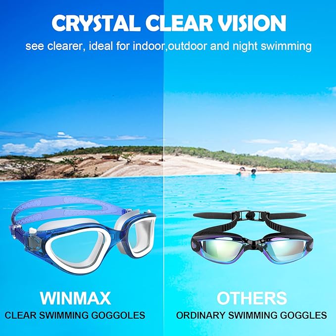 WIN.MAX Polarized Swimming Goggles Swim Pool Goggles Anti Fog Anti UV No Leakage Clear Vision for Men Women Adults Teenagers