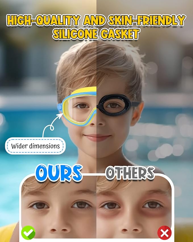 Rantizon Swim Goggles 2 Pack, Wide View Anti Fog&UV Swimming Goggles for Audlt, No Leaking Swim Glasses for Men Women Kids