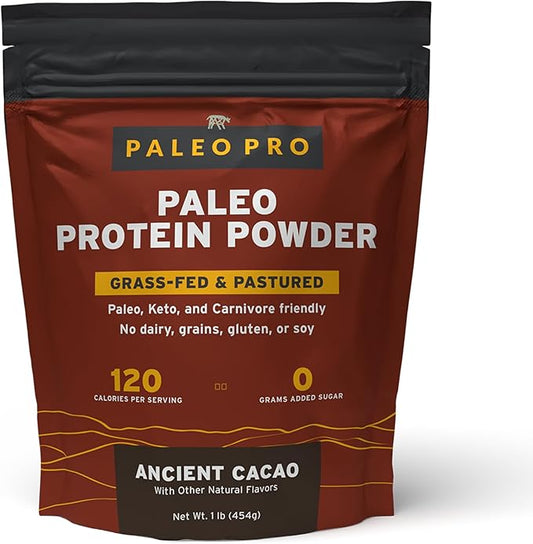 Paleo Pro Beef Protein Powder - Grass Fed Protein Powder Isolate - Pure Animal Based Pastured & Cage-Free | Dairy & Gluten Free, Natural and Clean Proteins for Paleo & Keto - 15 Days Supply (Cacao)