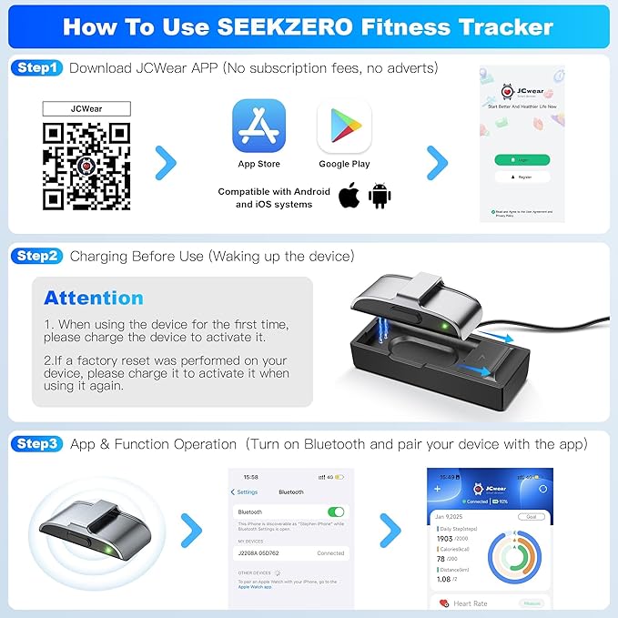 Sleep & Fitness Tracker Wristband for Women Men | 24/7 Heart Rate, Blood Oxygen & Stress Monitor | Step & Calorie Counter | IP68 Waterproof Activity Tracker, No Subscription Fee (Black)