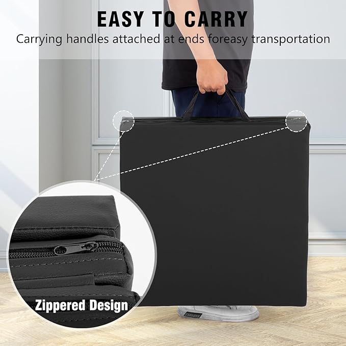 Gymnastics Tumbling Mats Portable Gymnastics Mat Foldable Tumbling Mat 2'x6'/4'x8' PU Leather Exercise Mat Yoga Mat with Carrying Handles for home Workout outdoor Yoga Gymnastics