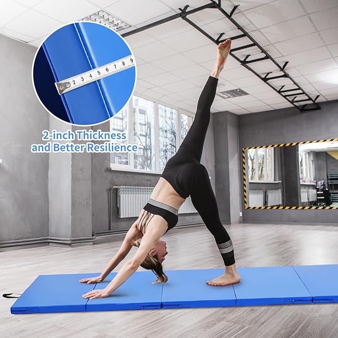 ZENOVA Gymnastics Mat 6'x3'x2''/4'x8'x2'' Exercise Mat Gym Mat for Home Aerobics Workout Foldable Tumbling Mat Children Gifts