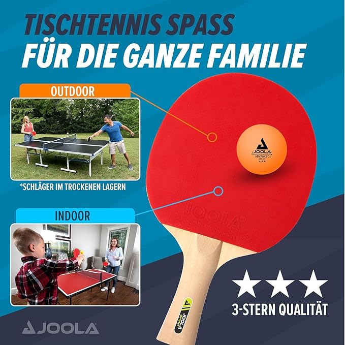 JOOLA Family Premium Ping Pong Paddles Set of 4 - Advanced Table Tennis Rackets, 10 Training 3 Star Ping Pong Balls, and Storage Case - Competitive or Recreational Play - Indoor and Outdoor Compatible