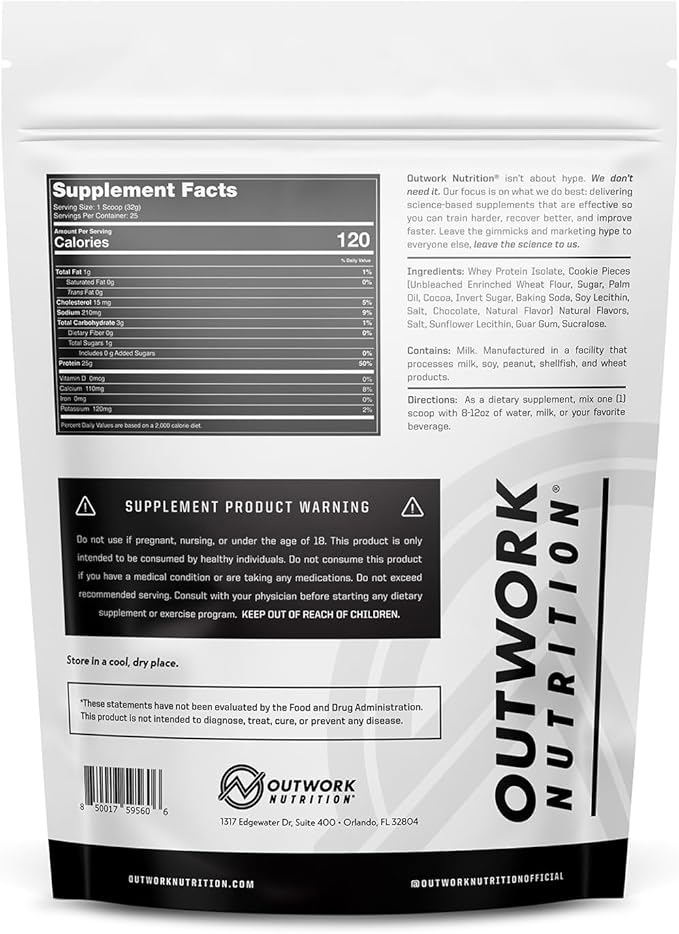 Outwork Nutrition Whey Isolate Protein Powder - Accelerates Muscle Building & Recovery - Low Lactose, Gluten-Free - Post Workout Supplement - Enhanced Protein Synthesis, Cookies & Cream, 1.8lbs